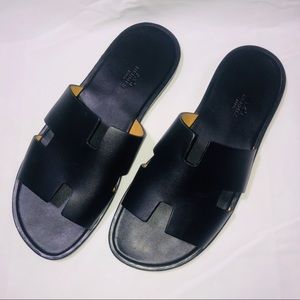 Hermes Izmir Mens Slide Sandals Size 43 Black